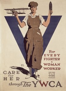 For Every Fighter a Woman Worker, 1st World War YWCA propaganda plakater